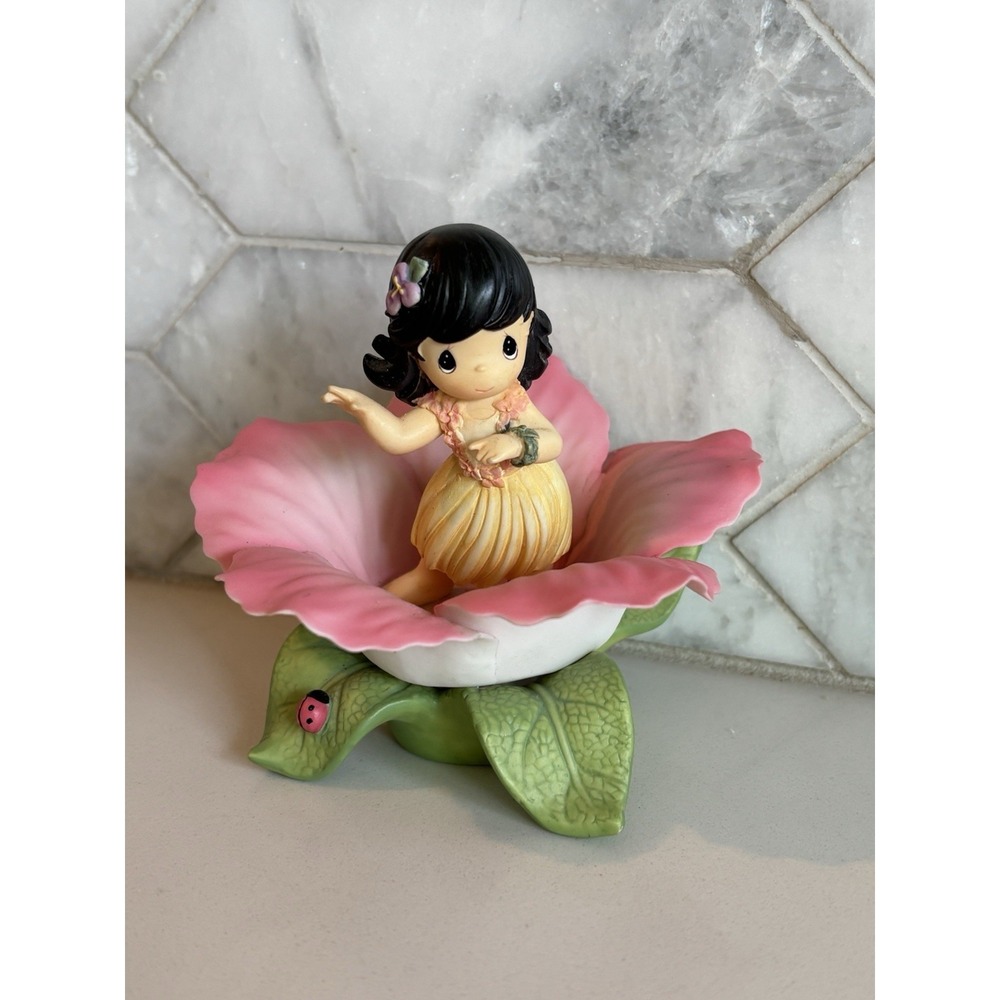 RARE 2003 Precious Moments Expressive Blossoms Hula Girl/Hibiscus 3.5" Figurine